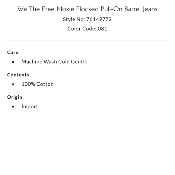 We the Free Blue Moxie Flocked Pull-On Barrel Jeans size 28 NWOT - Picture 6 of 11
